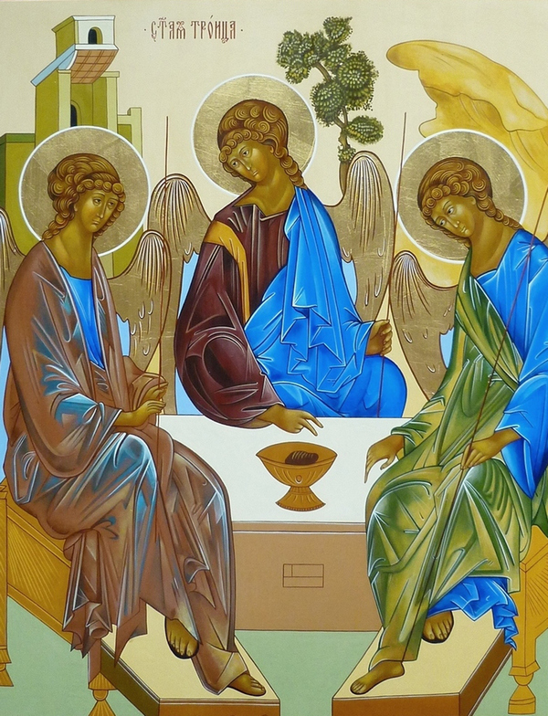 Икона рукописная Святая Троица художник Татьяна Середа