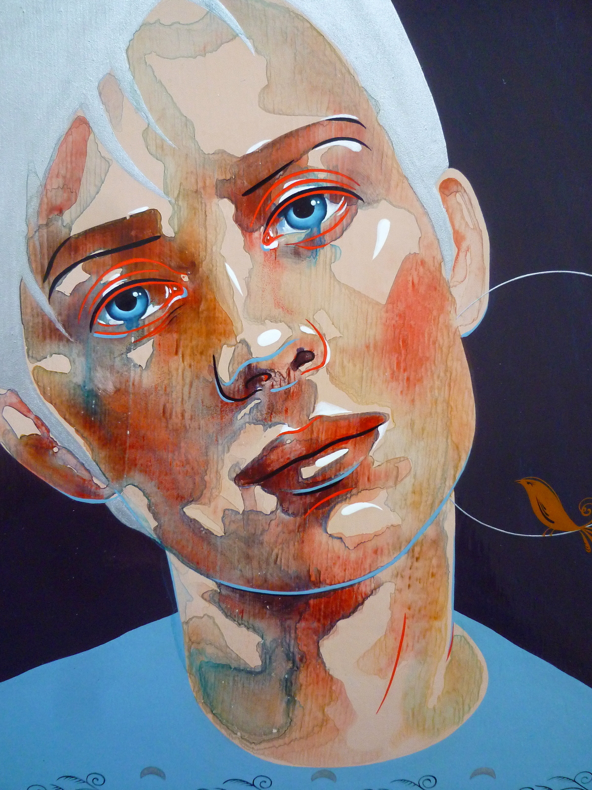Sentimental youth_ Artist Tatiana Sereda_Mixed media on wood panel_watercolor, acrylic, tempera_45x45 cm_2020