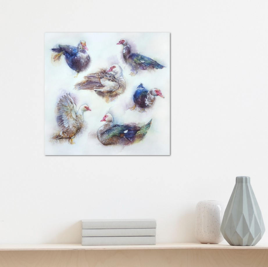 Geese_watercolor on paper_30x30,6 cm_2023_artist Tatiana Sereda_
