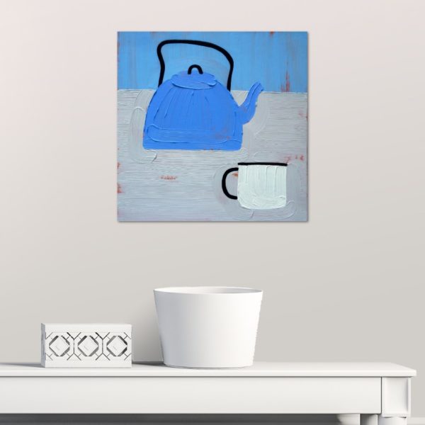 Still life with enamel dishes_oil on cardboard_artist Tatiana Sereda_20x20 cm_2024 на стене